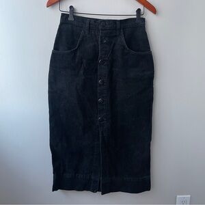 Vintage Black Corduroy Button-Front Skirt